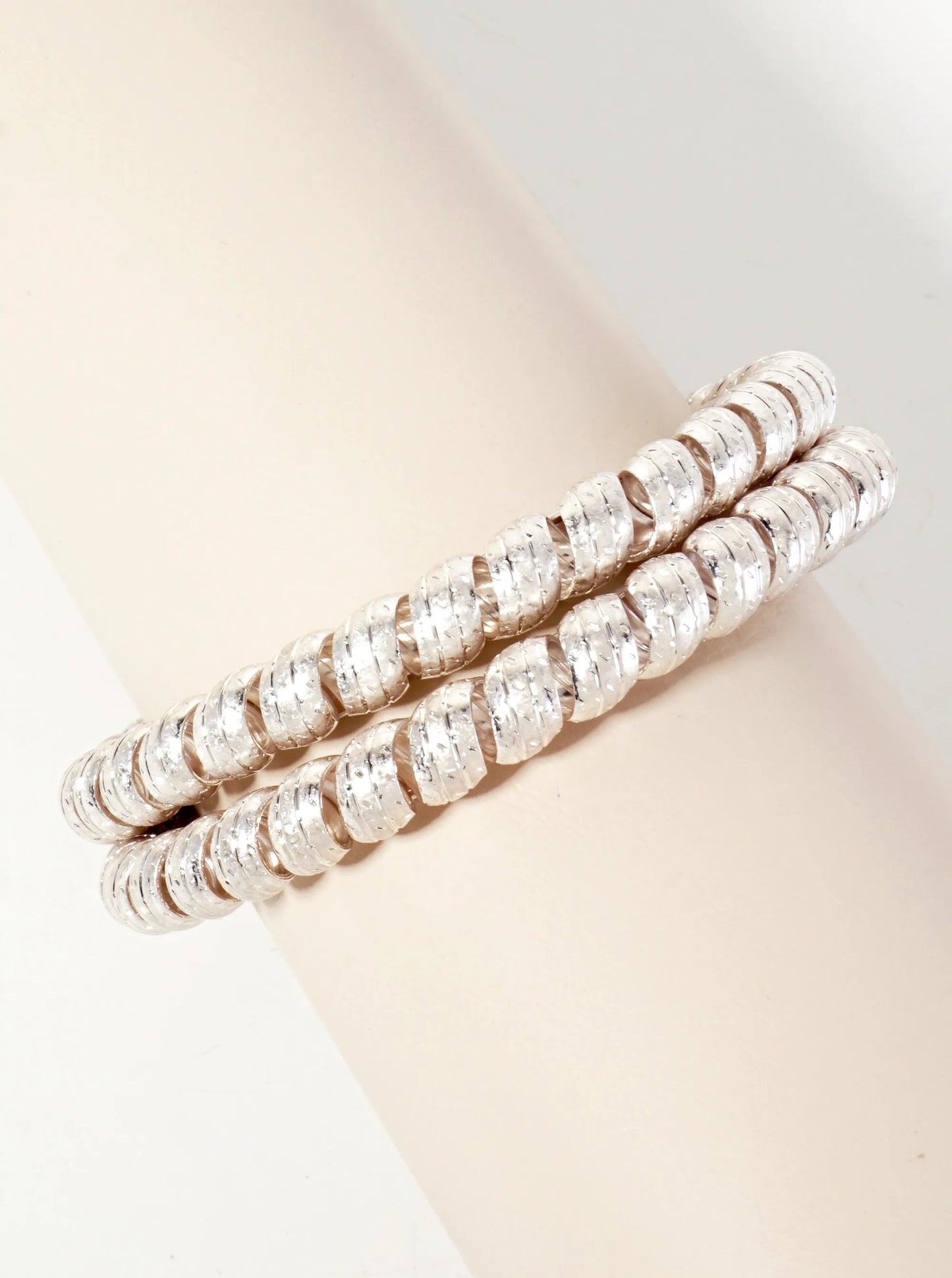 Set-of-2 8mm Textured Spiral Bangle Bracelet