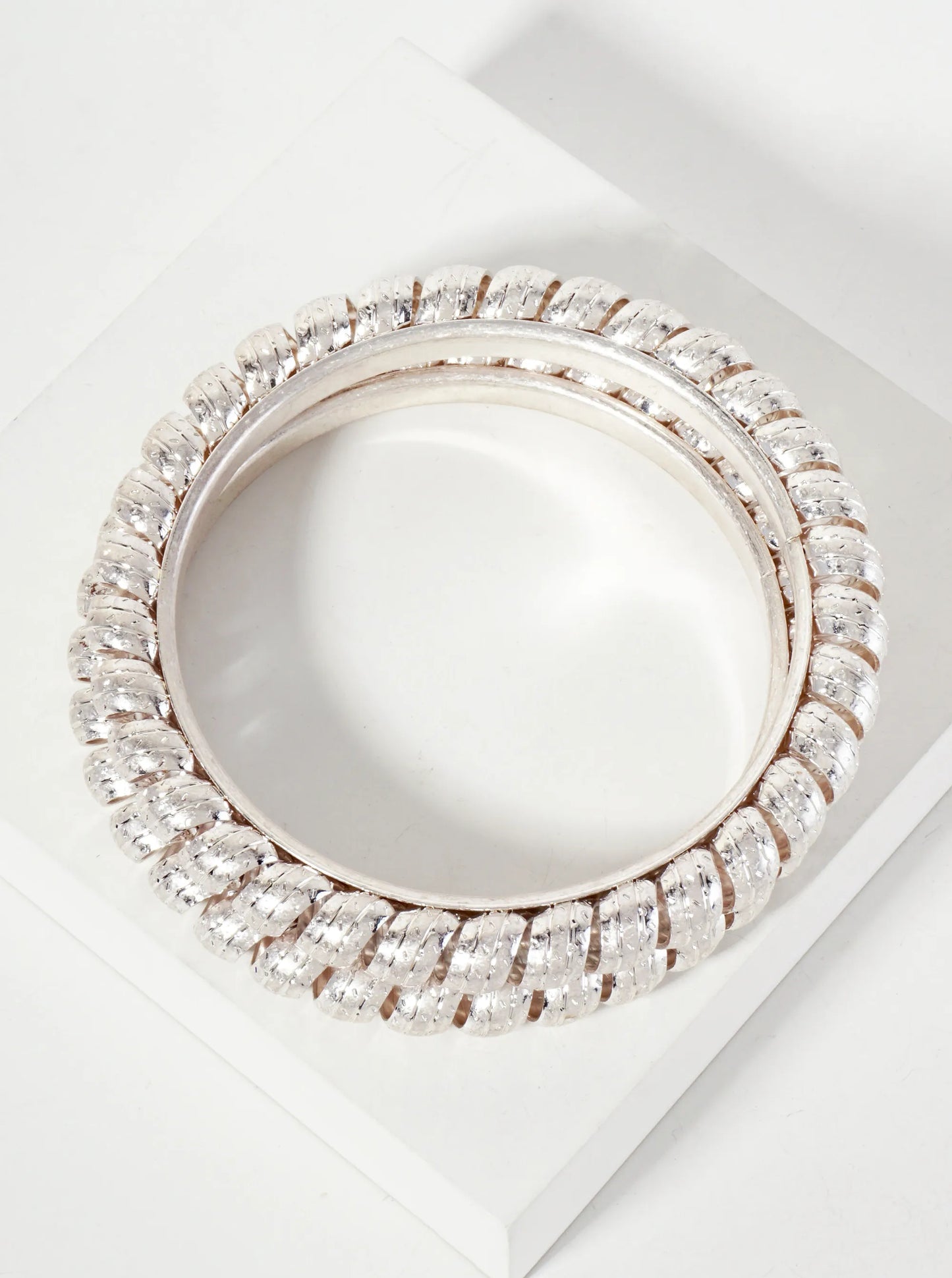 Set-of-2 8mm Textured Spiral Bangle Bracelet