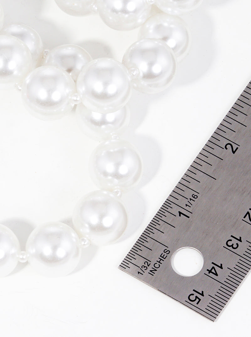 Set Of 3 15mm Pearl Bead Stretch Stackable Bracelet