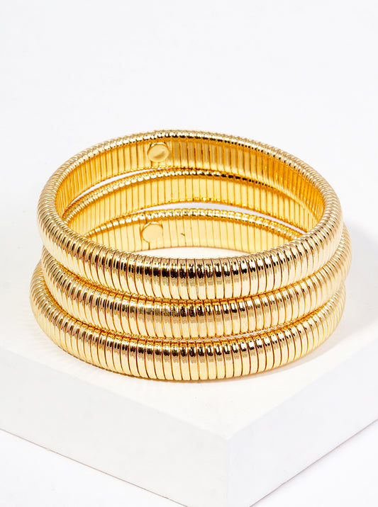 Set Of 3 Elastic Stackable Bold Cobra Bangle Bracelet