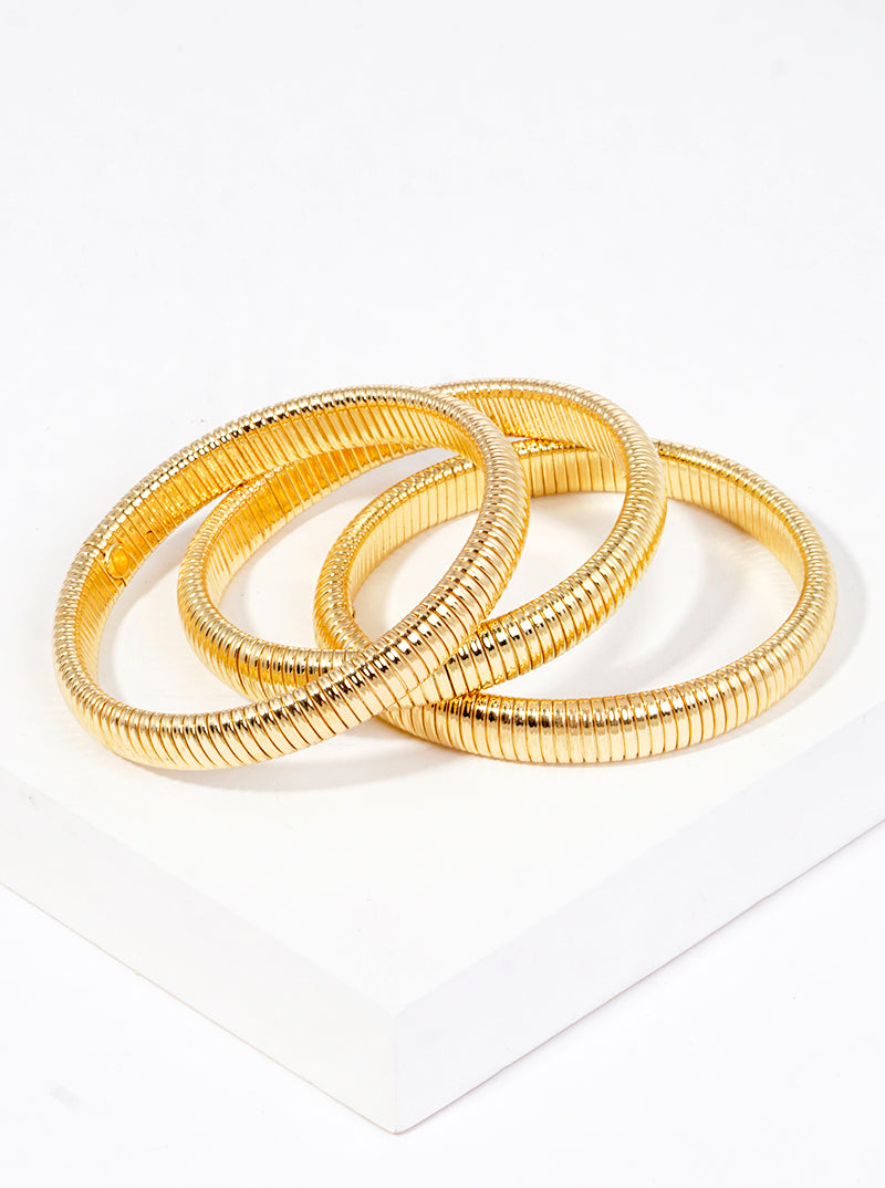 Set Of 3 Elastic Stackable Bold Cobra Bangle Bracelet