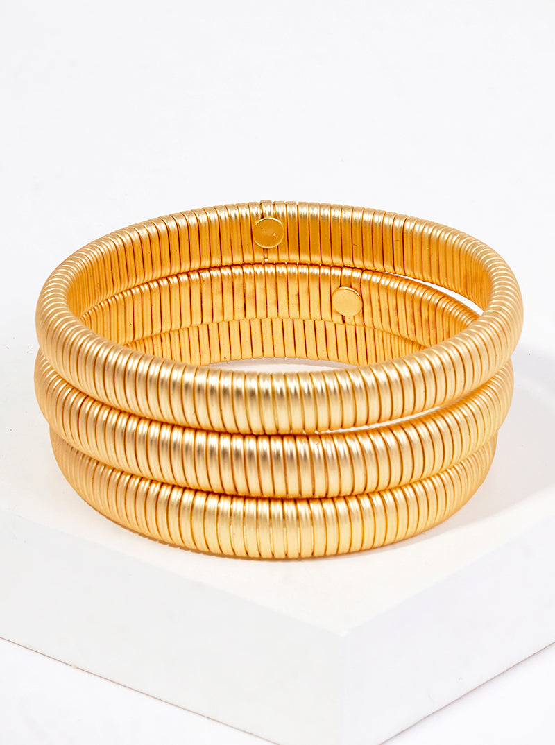 Set Of 3 Elastic Stackable Bold Cobra Bangle Bracelet