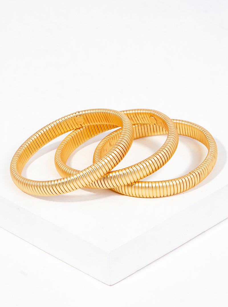 Set Of 3 Elastic Stackable Bold Cobra Bangle Bracelet