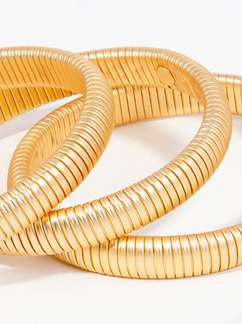 Set Of 3 Elastic Stackable Bold Cobra Bangle Bracelet