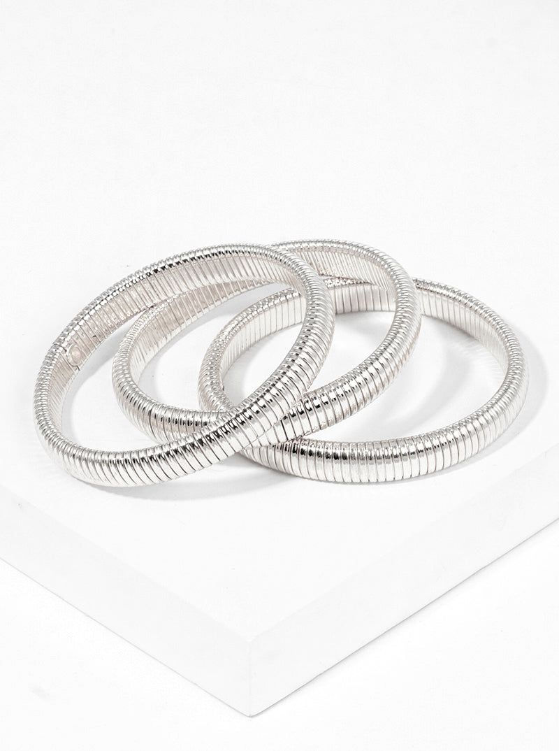 Set Of 3 Elastic Stackable Bold Cobra Bangle Bracelet