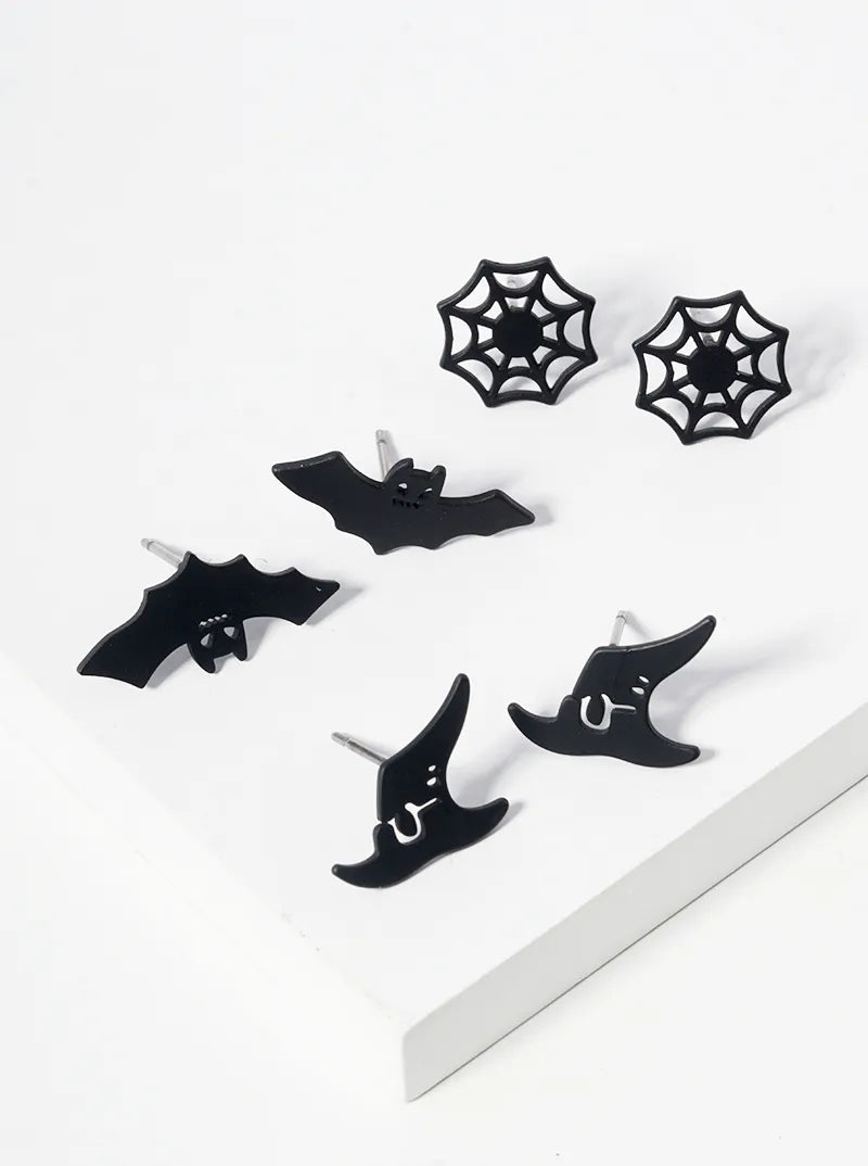 Set Of 3 Halloween Post Stud Earrings