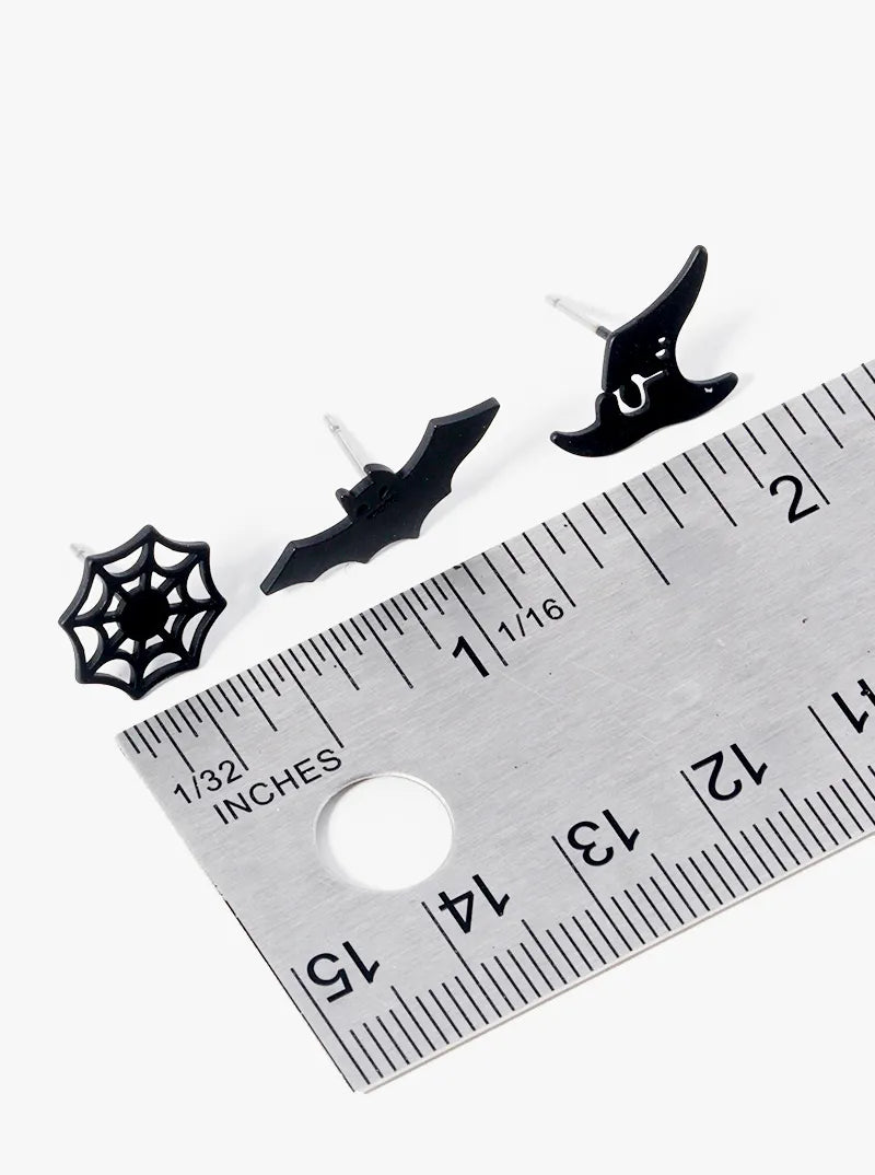 Set Of 3 Halloween Post Stud Earrings