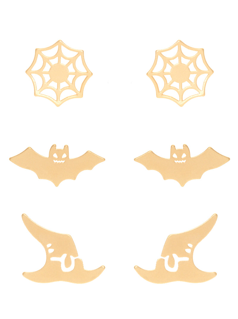 Set Of 3 Halloween Post Stud Earrings