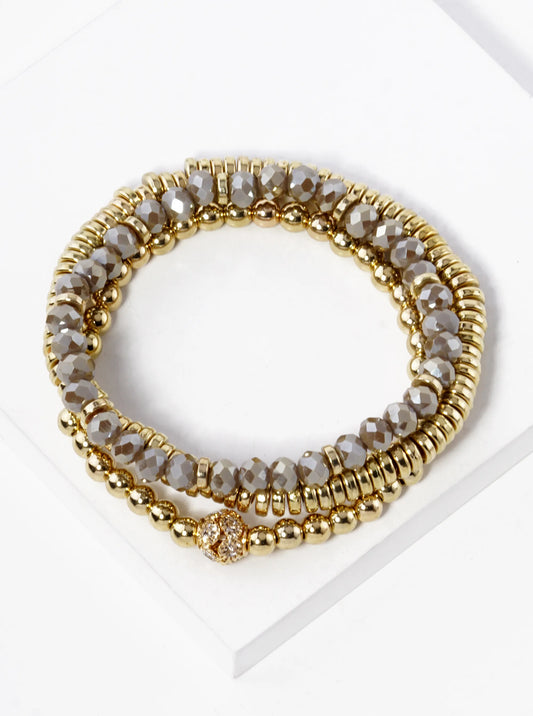 Set Of 3 Multi Beaded Stackable Stretch Bracelet
