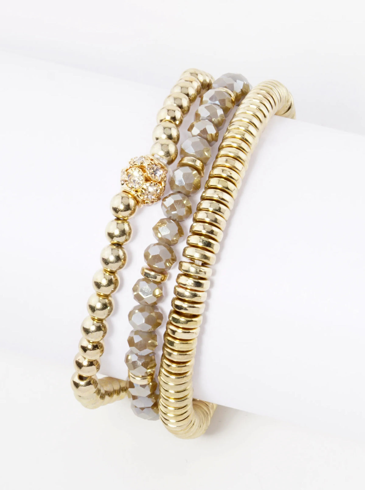 Set Of 3 Multi Beaded Stackable Stretch Bracelet