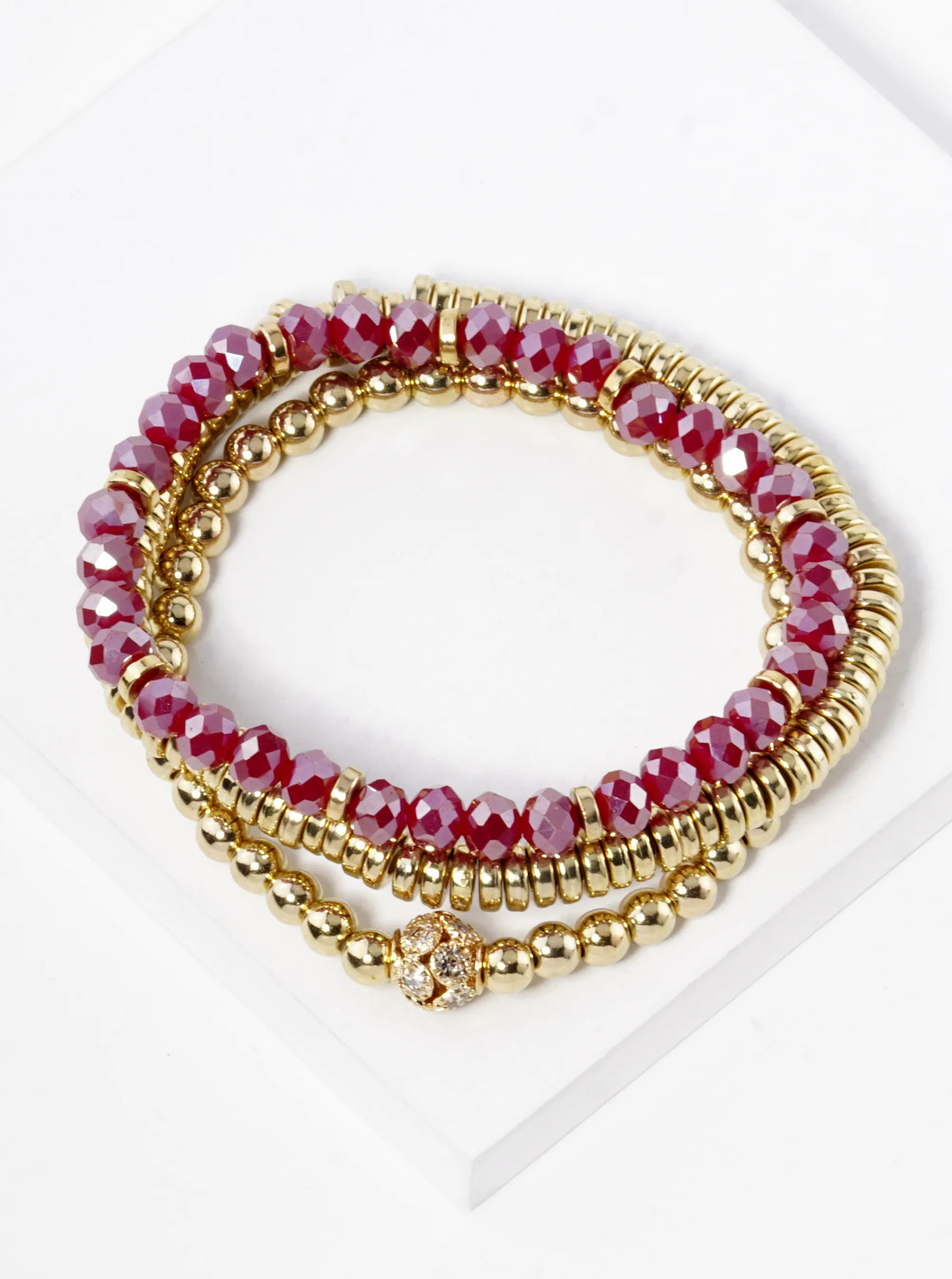 Set Of 3 Multi Beaded Stackable Stretch Bracelet