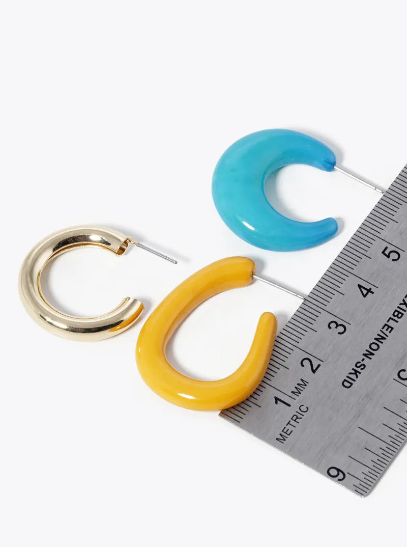 Set Of 3 Multi Open Hoop Earrings