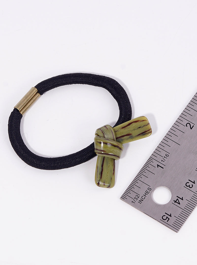 Set Of 3 Ribbon Bow Acetate Ponytail Holder Elastic Hair Ties