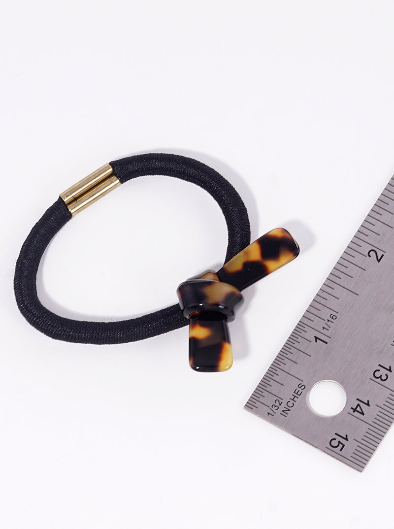 Set Of 3 Ribbon Bow Acetate Ponytail Holder Elastic Hair Ties