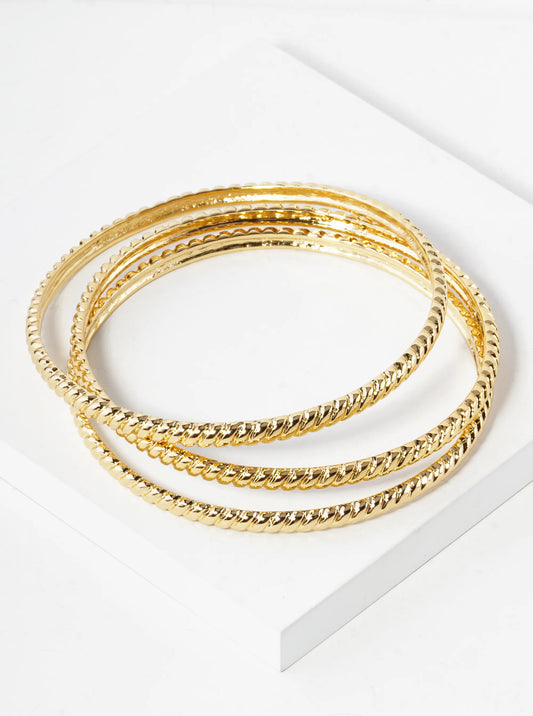 Set Of 3 Textured Bangle Bracelet