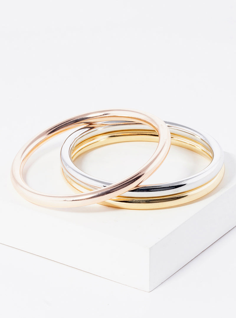 Set Of 3 Bold Hollow Metal Bangle Bracelet