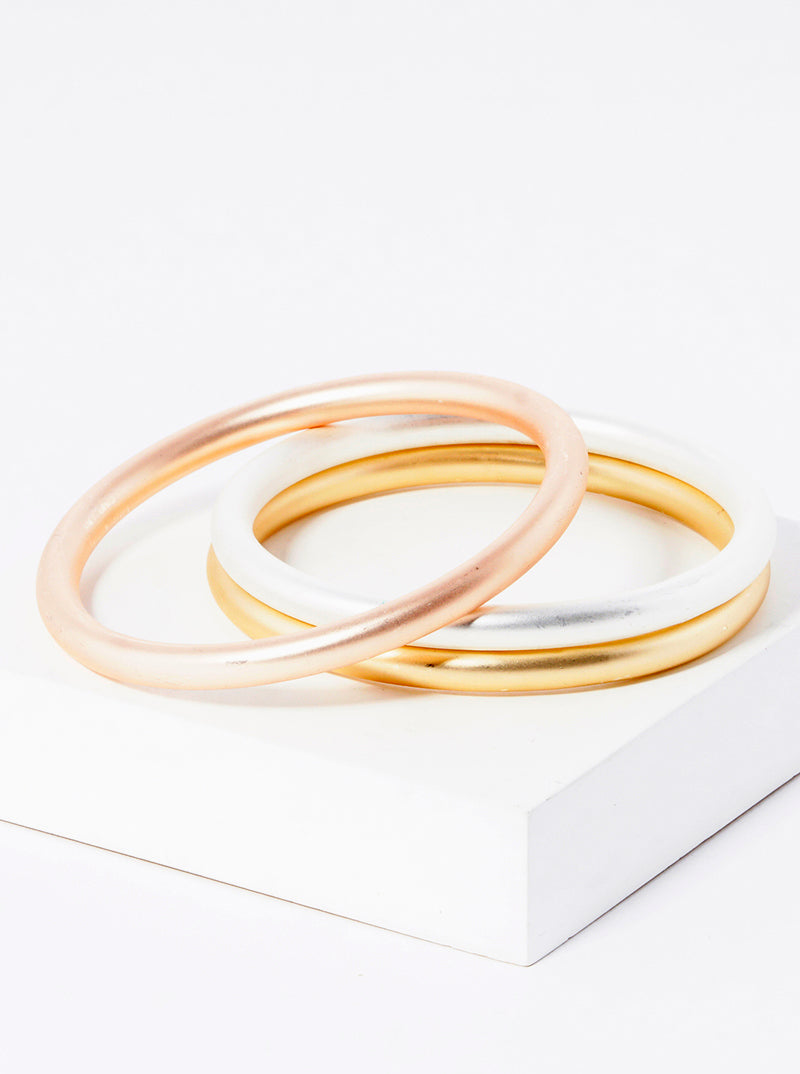 Set Of 3 Bold Hollow Metal Bangle Bracelet