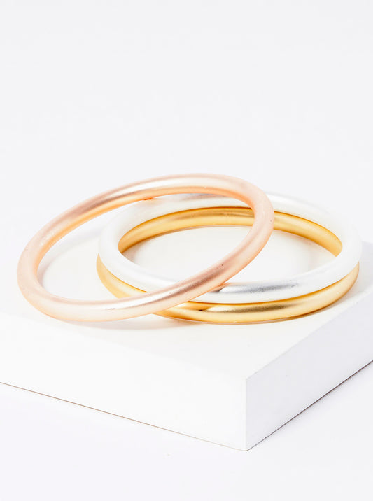 Set Of 3 Bold Hollow Metal Bangle Bracelet