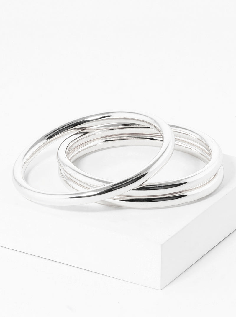 Set Of 3 Bold Hollow Metal Bangle Bracelet