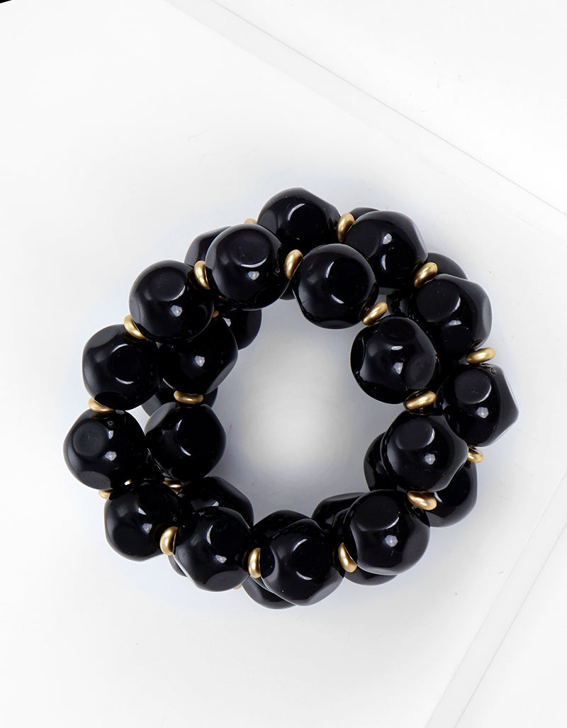 Set Of 3 Chunky Acrylic Bead Stretch Stackable Bracelet