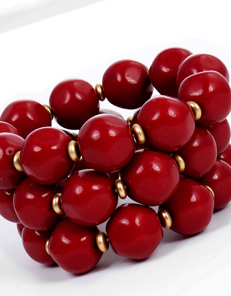 Set Of 3 Chunky Acrylic Bead Stretch Stackable Bracelet