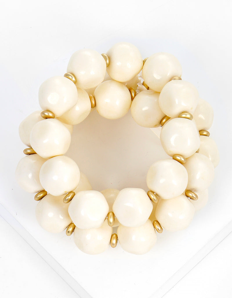 Set Of 3 Chunky Acrylic Bead Stretch Stackable Bracelet