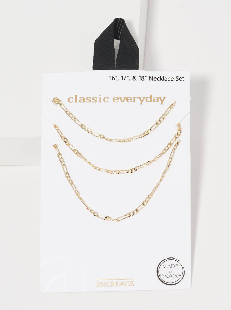 Set Of 3 Delicate Metal Chain Necklace