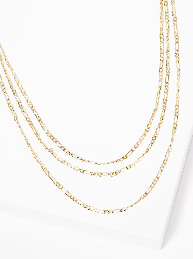 Set Of 3 Delicate Metal Chain Necklace