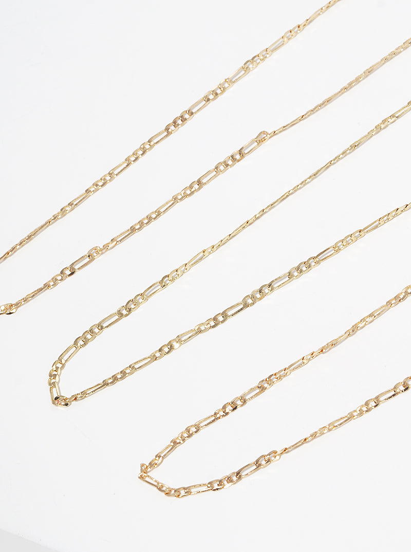 Set Of 3 Delicate Metal Chain Necklace