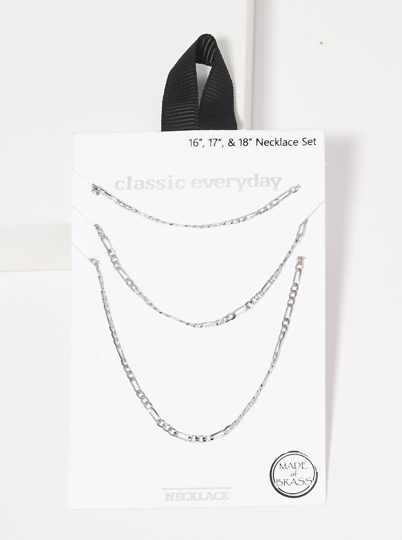 Set Of 3 Delicate Metal Chain Necklace