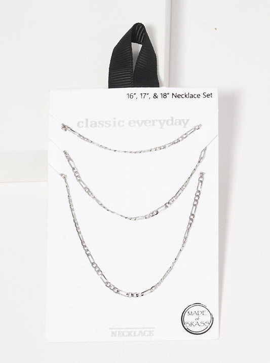 Set Of 3 Delicate Metal Chain Necklace