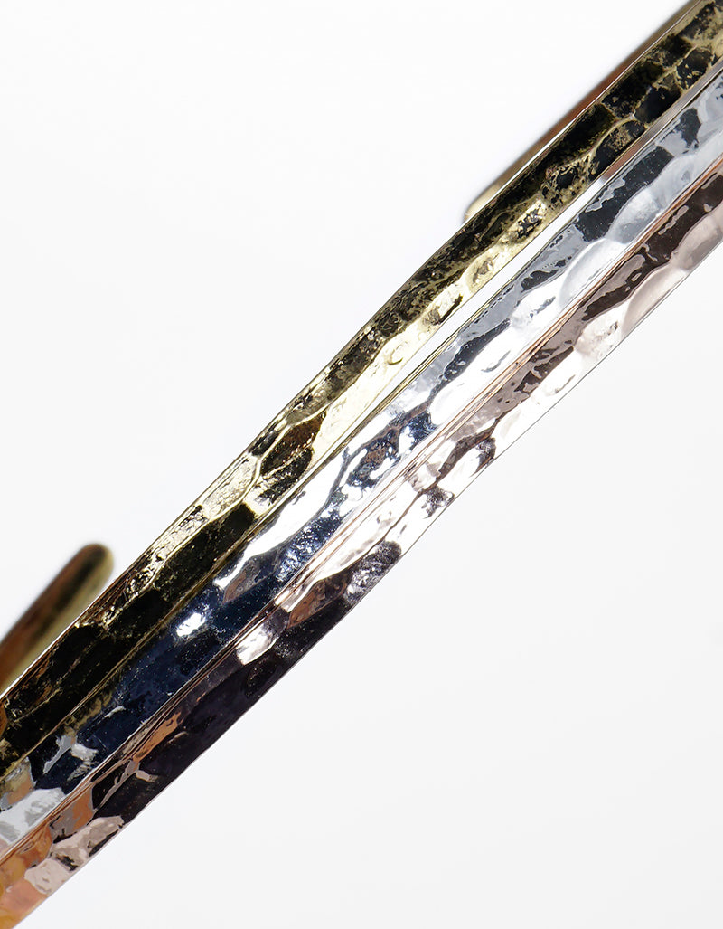 Set Of 3 Hammered Metal Cuff Bracelet