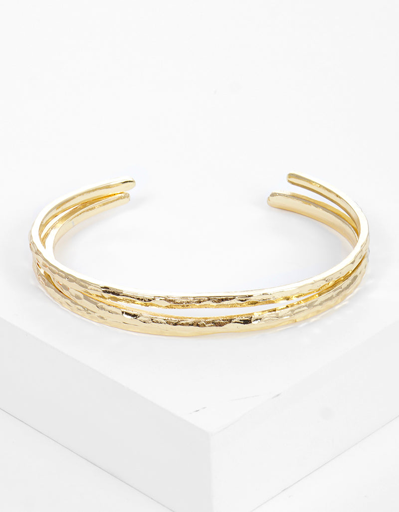 Set Of 3 Hammered Metal Cuff Bracelet