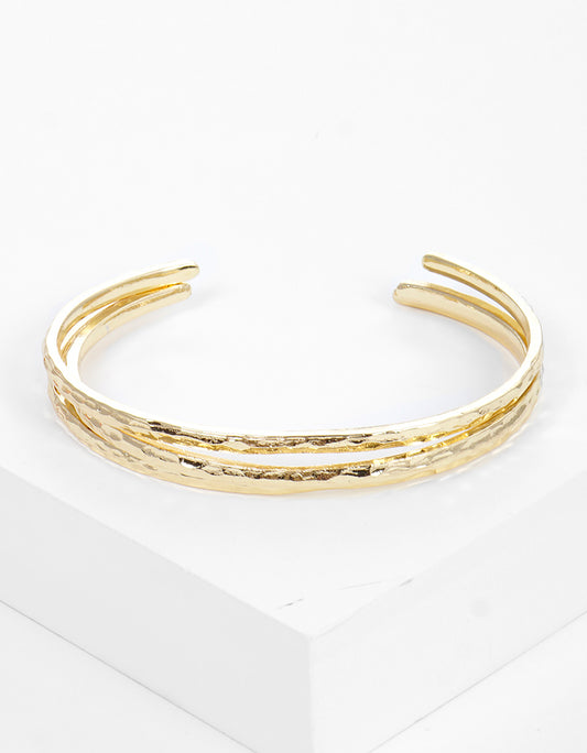 Set Of 3 Hammered Metal Cuff Bracelet