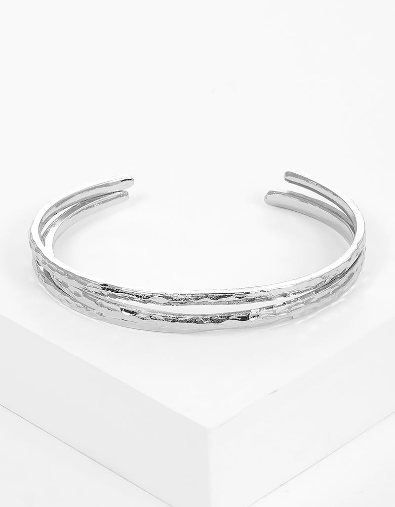 Set Of 3 Hammered Metal Cuff Bracelet