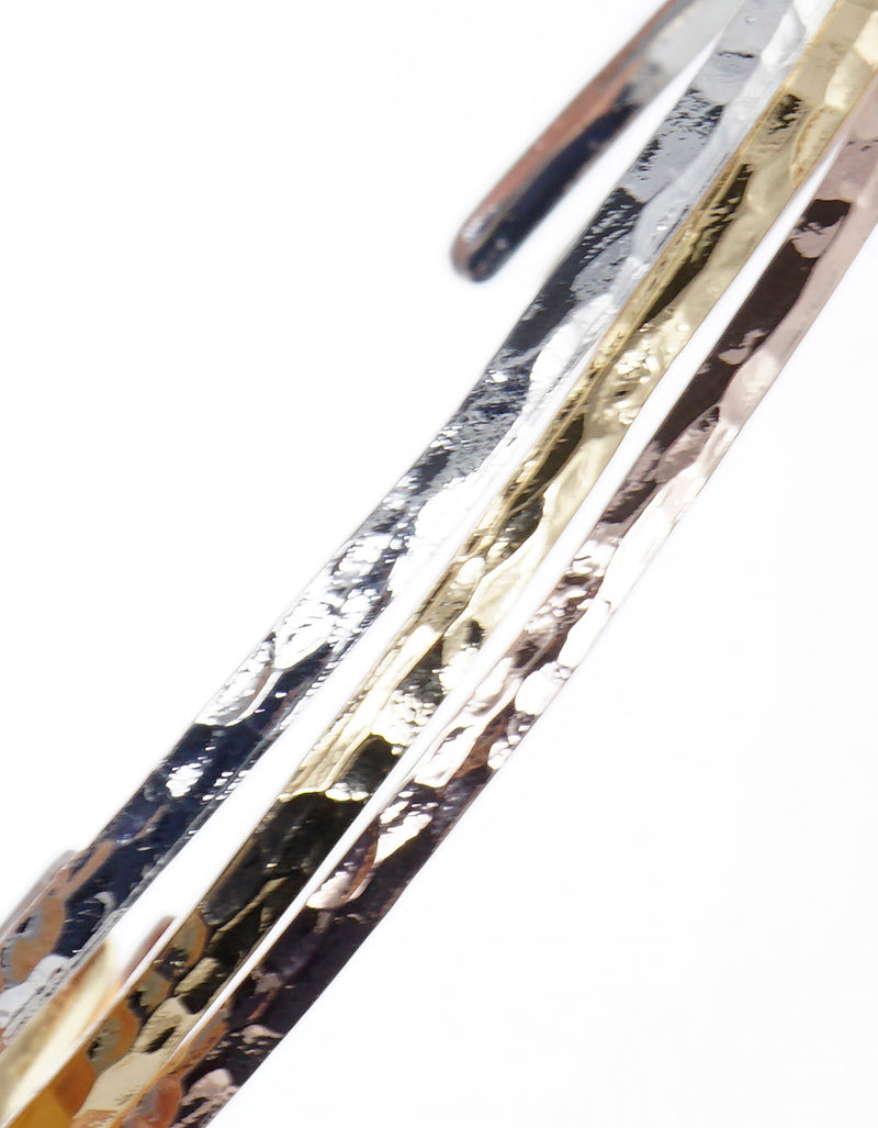 Set Of 3 Hammered Metal Cuff Bracelet