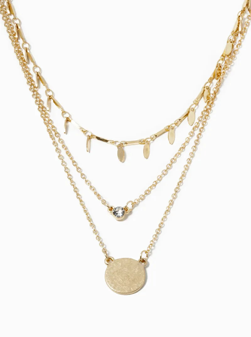 Set Of 3 Round Pendant Layered Necklace