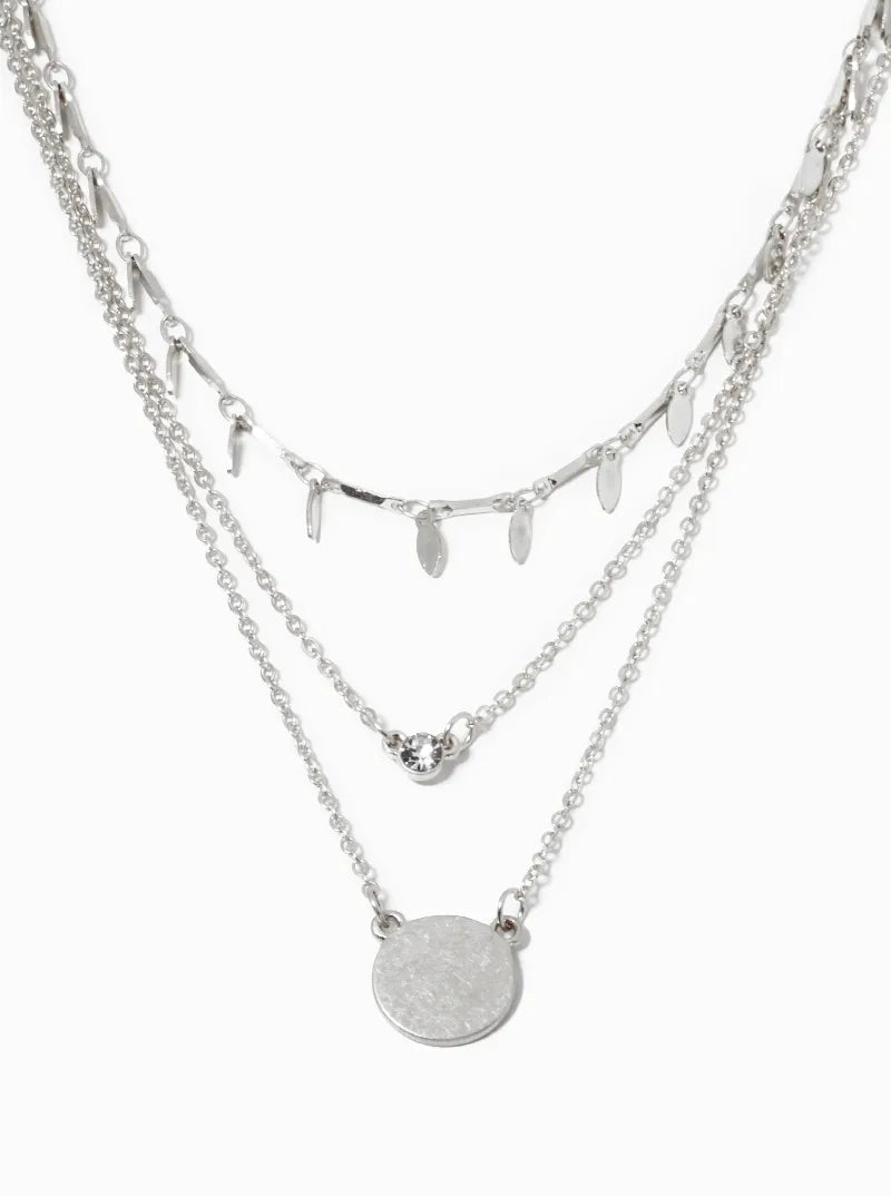 Set Of 3 Round Pendant Layered Necklace