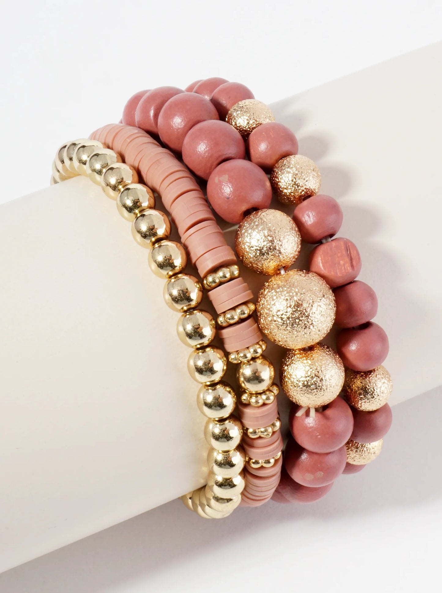 Set Of 4 Multi Beaded Stackable Stretch Bracelet