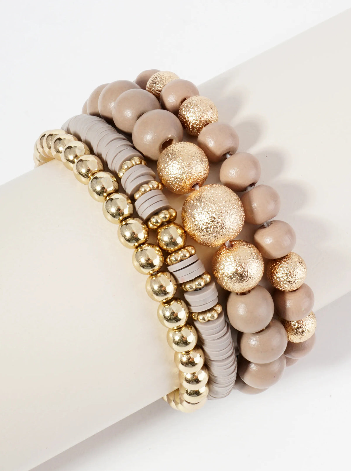 Set Of 4 Multi Beaded Stackable Stretch Bracelet
