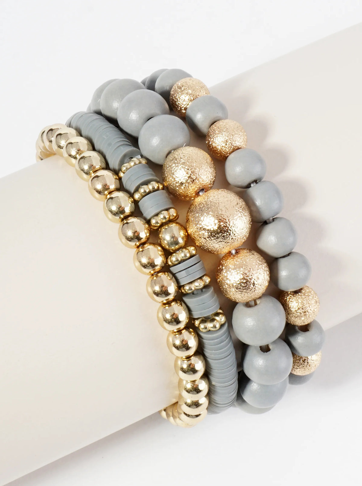 Set Of 4 Multi Beaded Stackable Stretch Bracelet