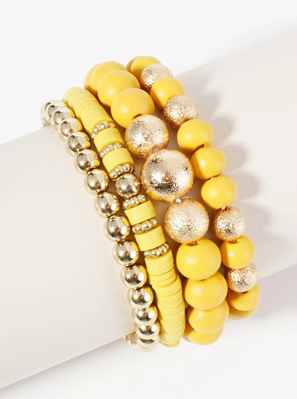 Set Of 4 Multi Beaded Stackable Stretch Bracelet