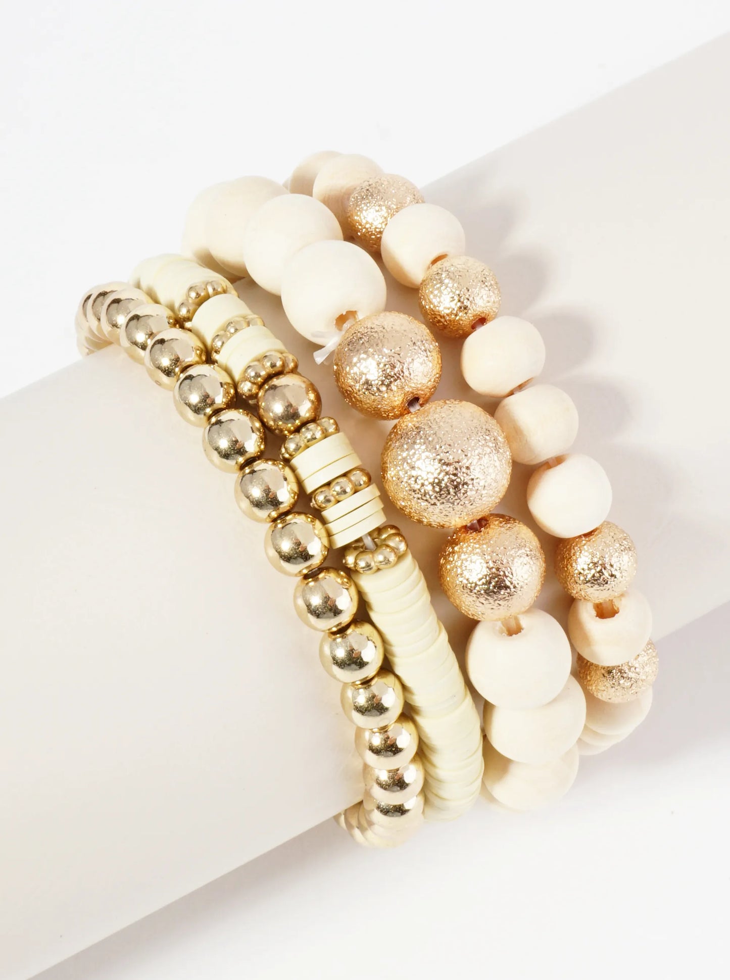 Set Of 4 Multi Beaded Stackable Stretch Bracelet