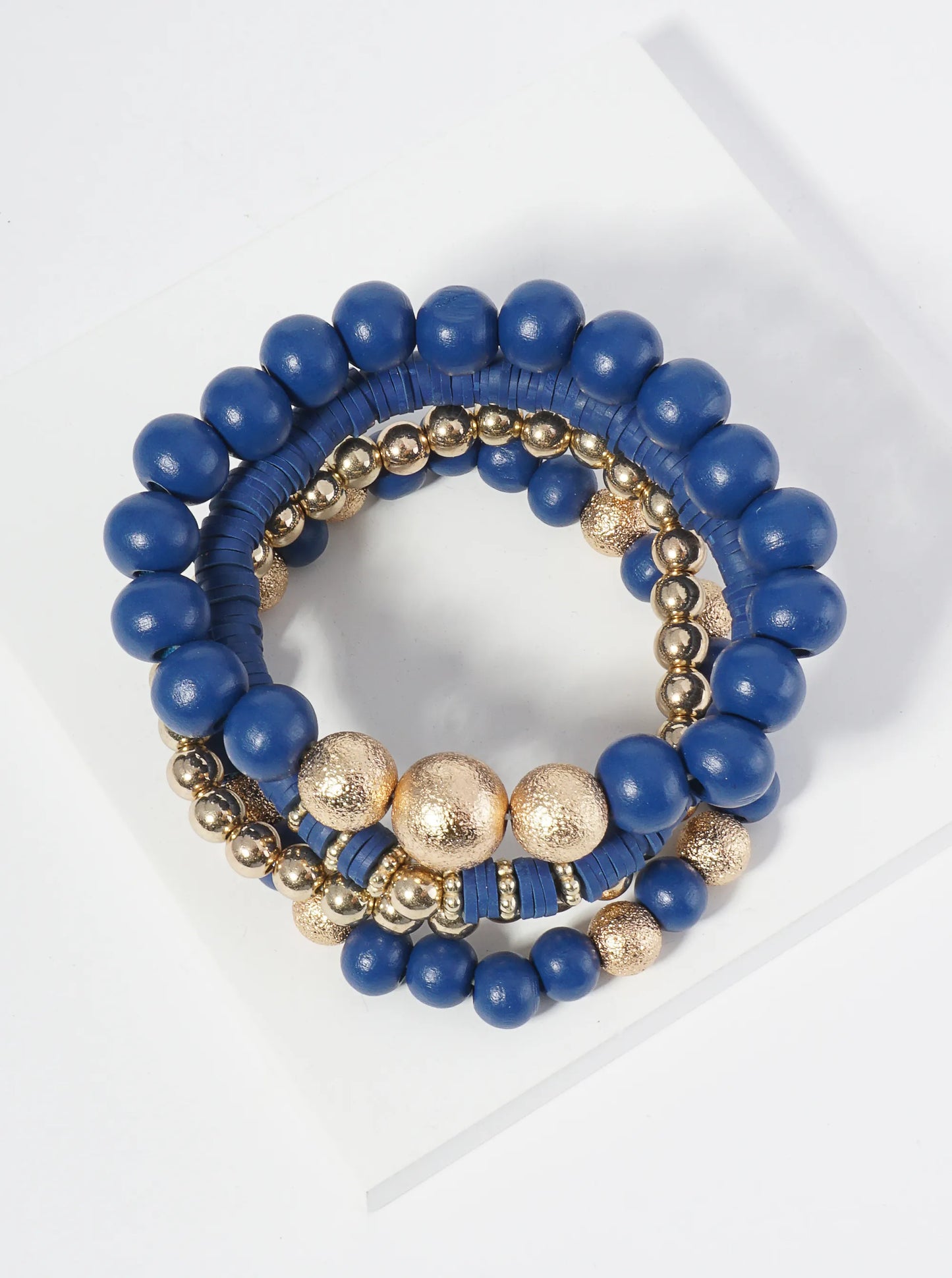 Set Of 4 Multi Beaded Stackable Stretch Bracelet