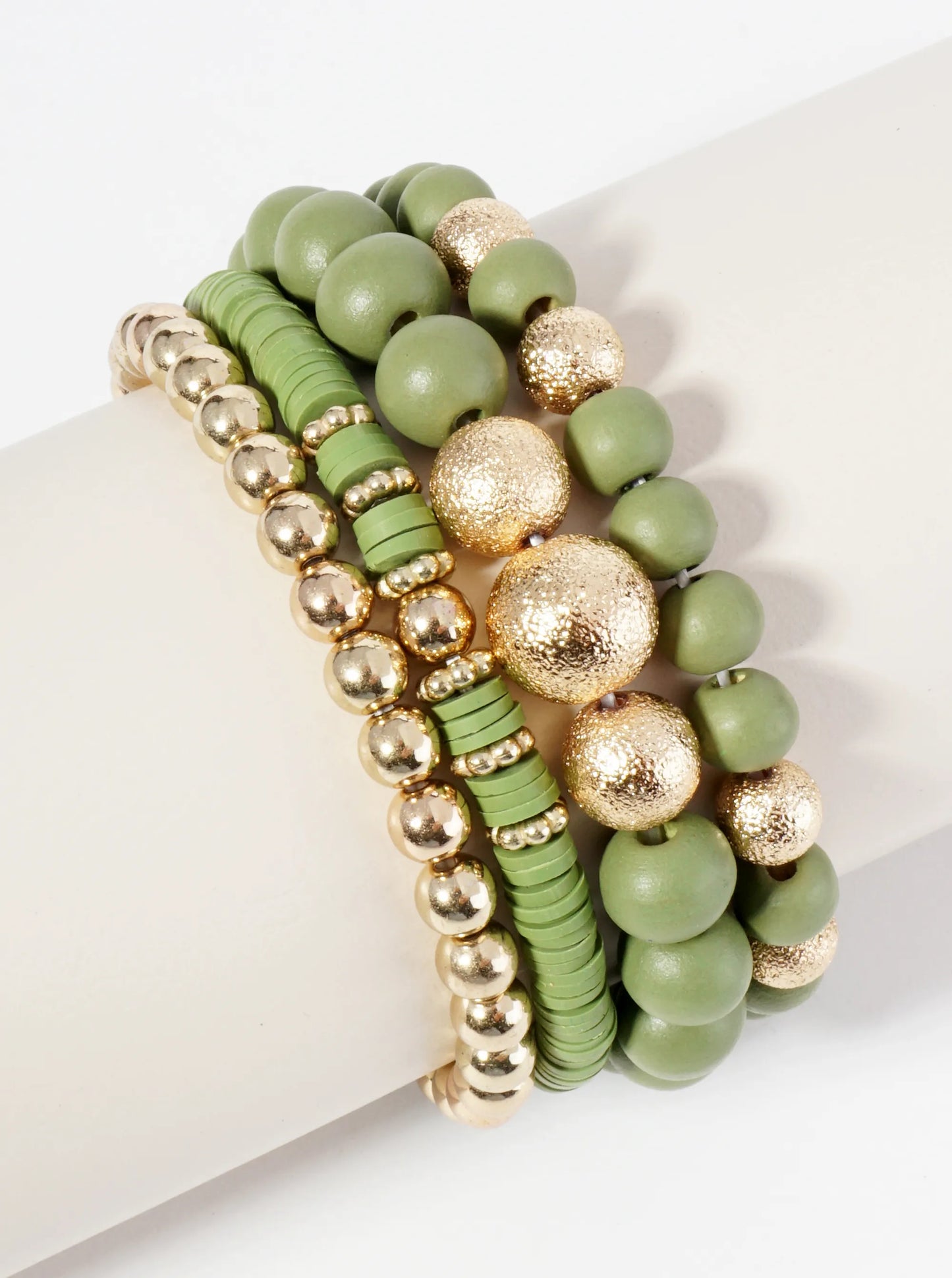 Set Of 4 Multi Beaded Stackable Stretch Bracelet