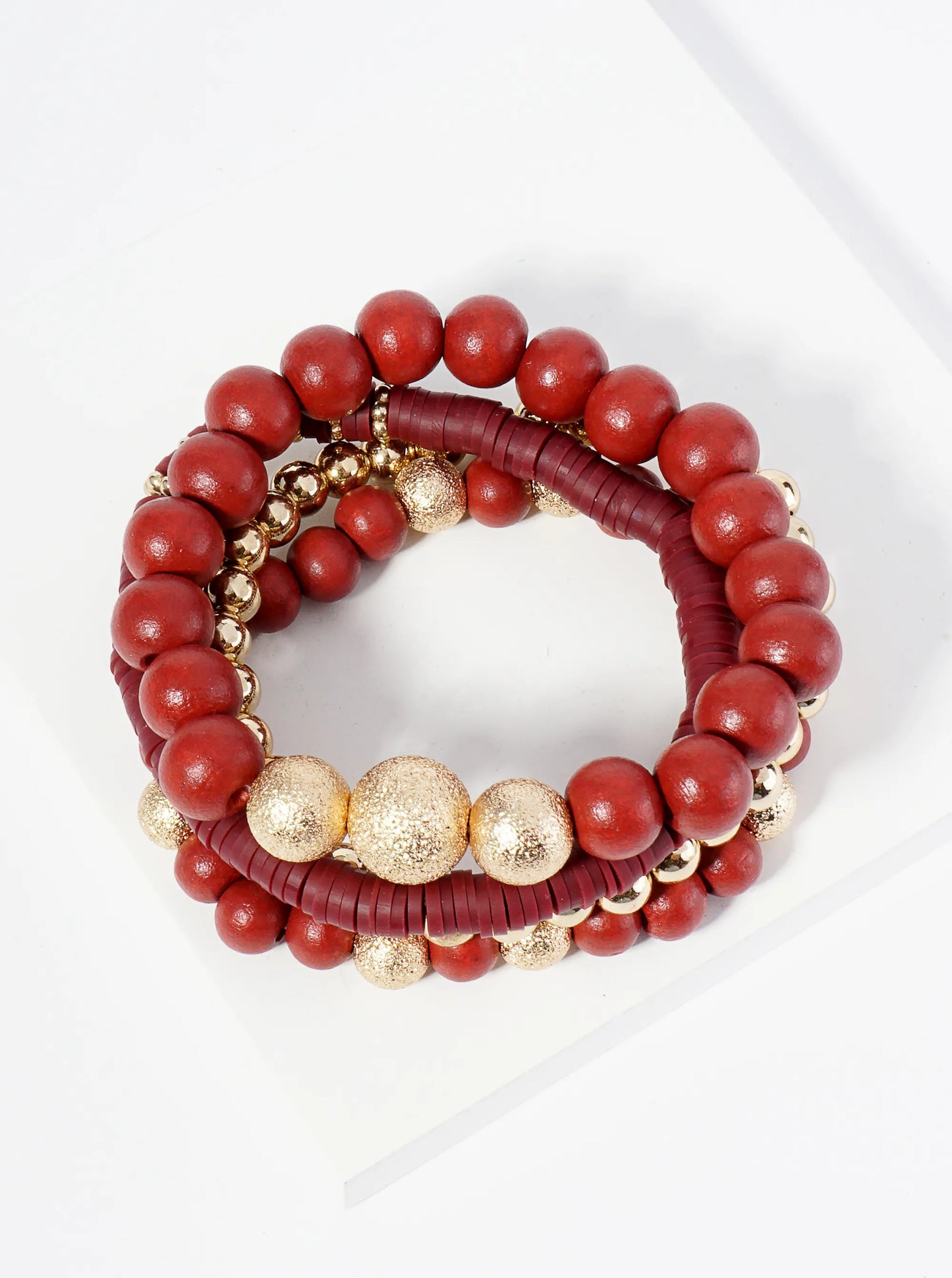Set Of 4 Multi Beaded Stackable Stretch Bracelet