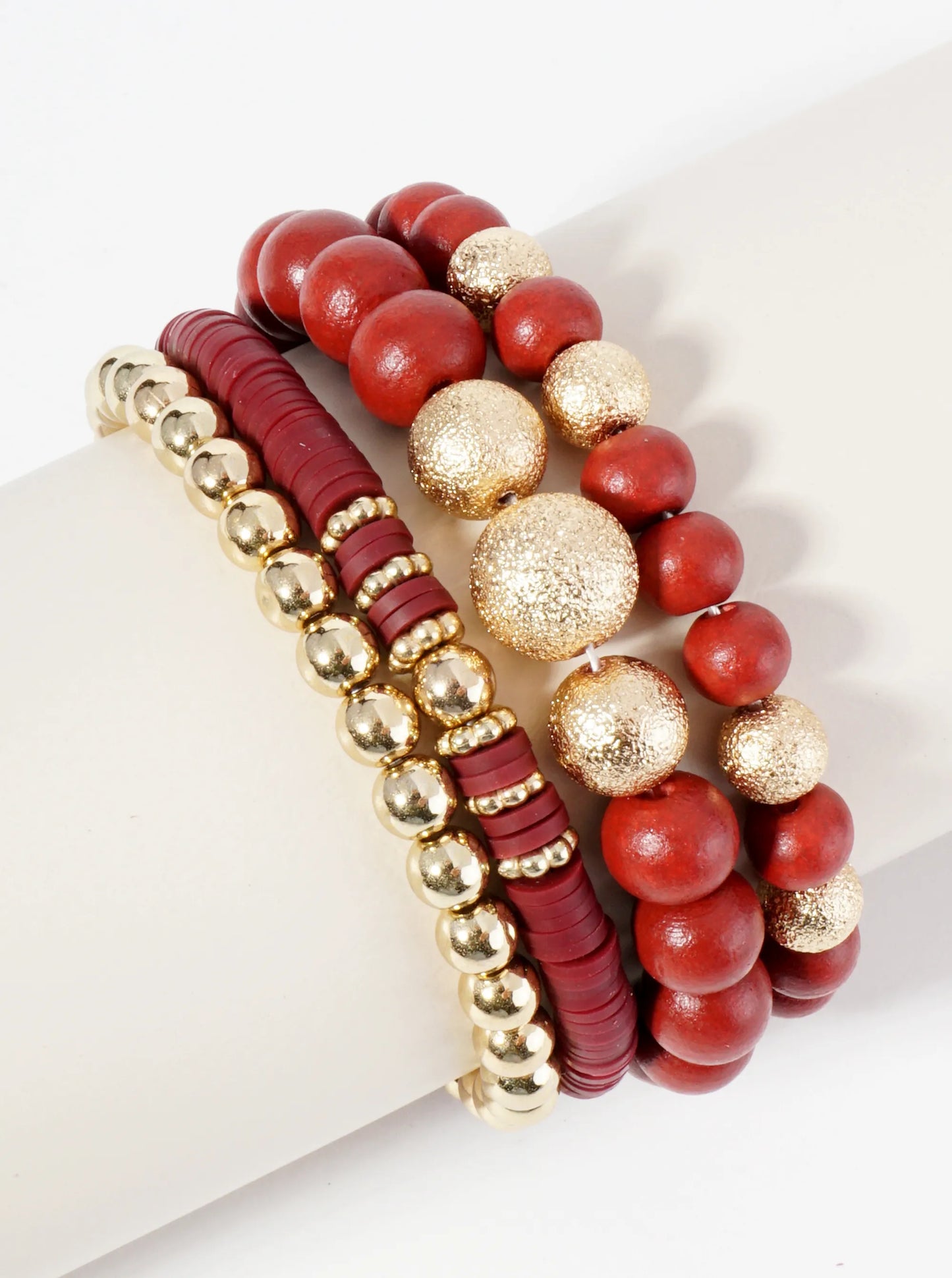 Set Of 4 Multi Beaded Stackable Stretch Bracelet