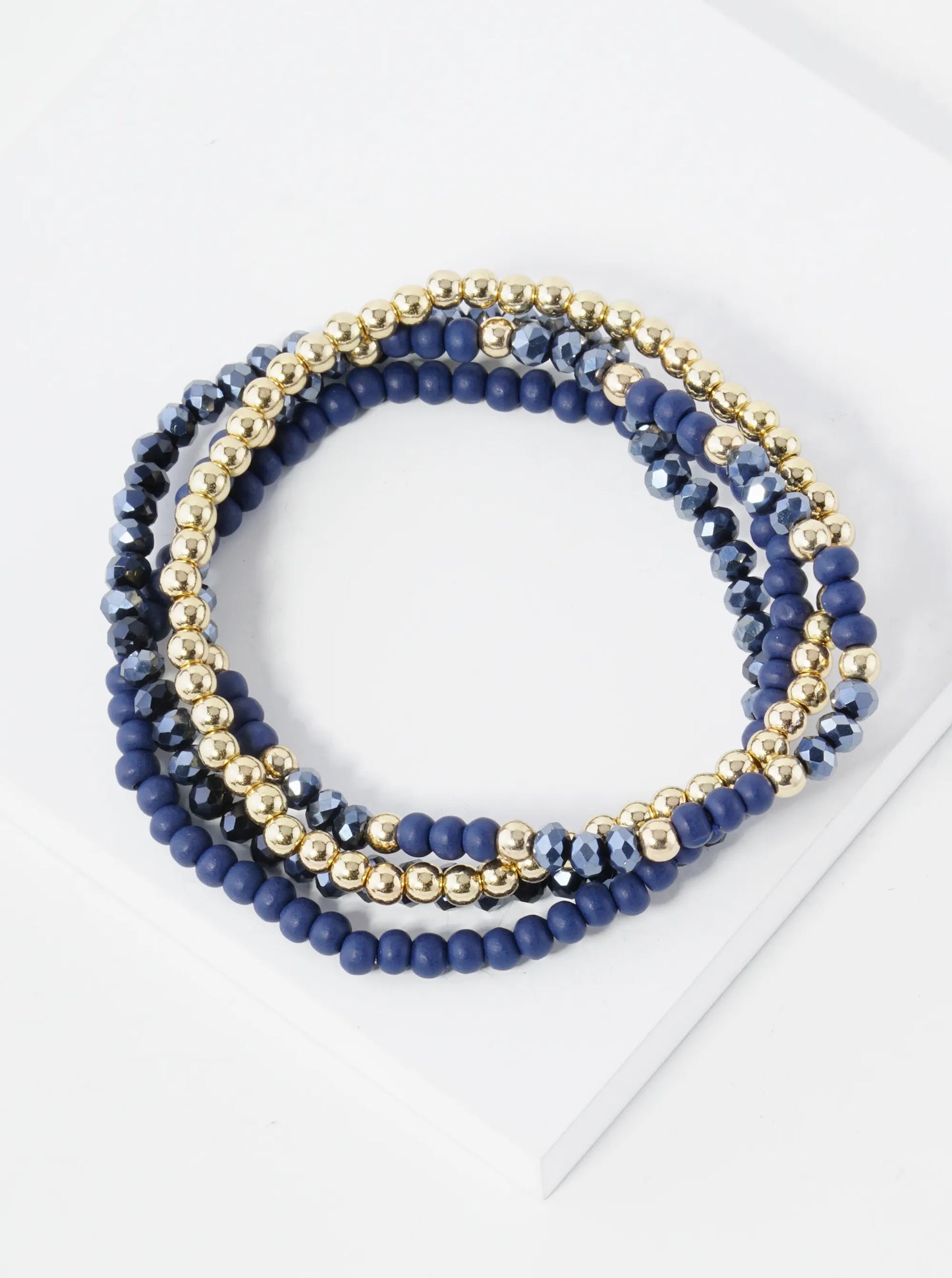 Set Of 4 Multi Beads Stackable Stretch Bracelet