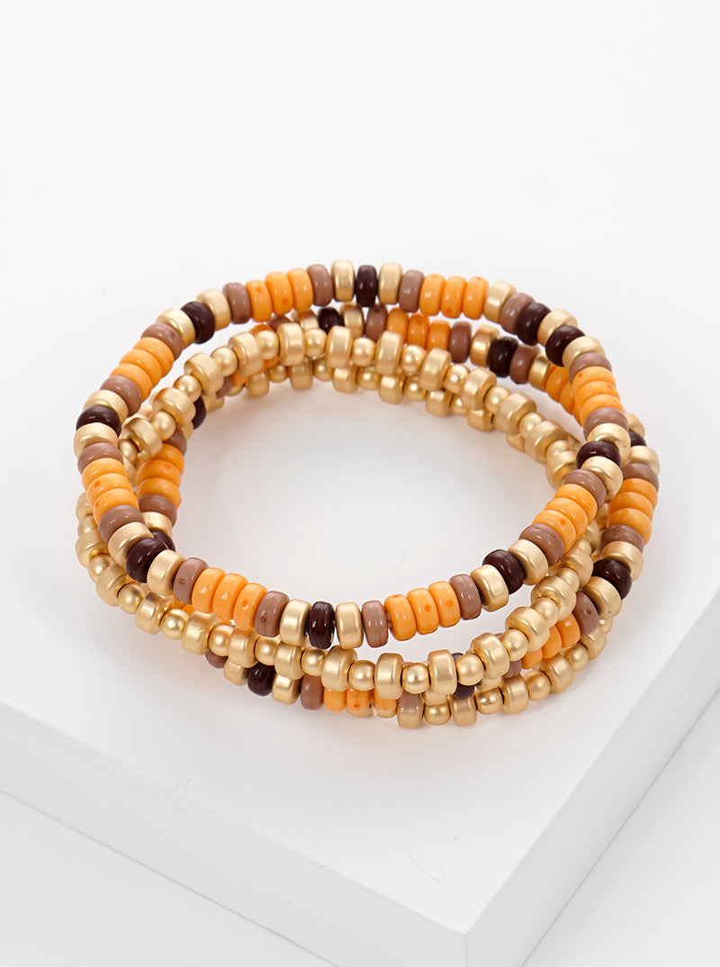 Set Of 4 Multi Beads Stretch Stackable Bracelet