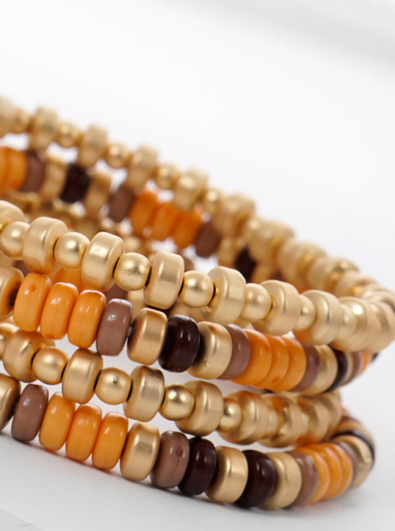 Set Of 4 Multi Beads Stretch Stackable Bracelet
